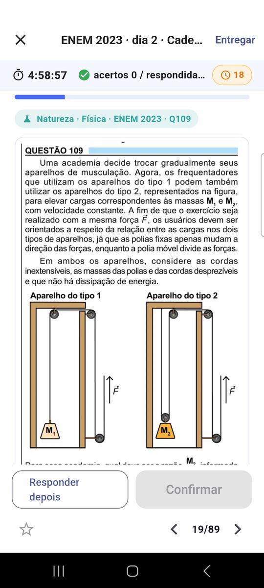 Tela de questão do simulado